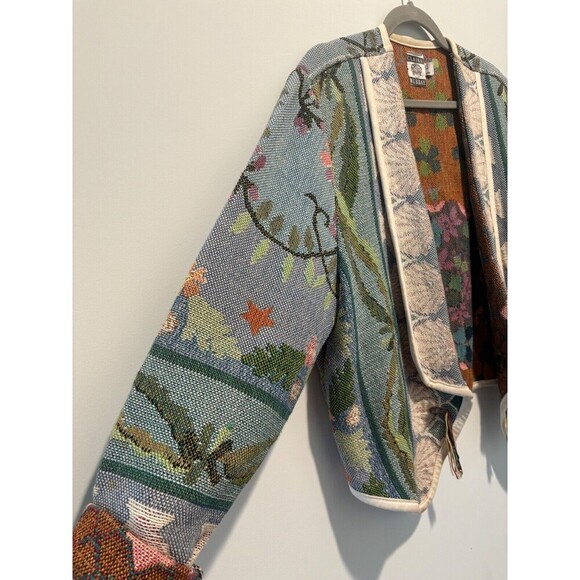 VTG Claire Murray Silverado Floral Tapestry Blanket Jacket Adult Large USA - Picture 4 of 8